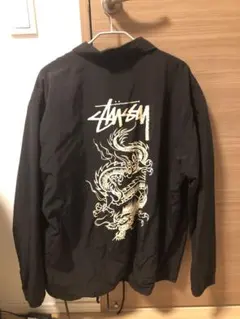 STUSSY 90's 龍 コーチジャケット ブラック STUSSY ステューシー COACH JACKET ロゴ バックプリント ナイロン