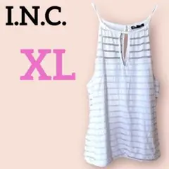 希少✨I.N.C. 【XL】ストライプ スケルトン トップス　ホワイト