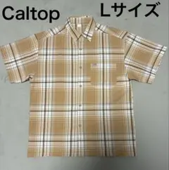 Caltop 半袖チェックシャツ ベージュ Lサイズのサムネイル