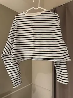 GRLストライプ クロップド丈トップス