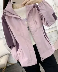 防寒 防風 フード付 ピンクパープル ウインドブレーカー ジャケット ３Ｌ