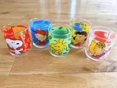 【未使用】スヌーピー　グラス　5個セット　PEANUTS SNOOPY ガラス製