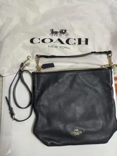 COACH ネイビー レザー ショルダーバッグ