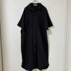 OPAQUE.CLIP ブラック 半袖 シャツワンピース ロングシャツ