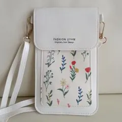 FASHION UYHM スマホショルダーバッグ 花柄 ホワイト