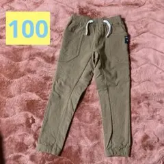 カーキ色ジョガーパンツ 裏起毛 100cm