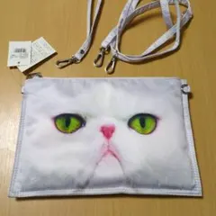 ♥猫顔ポーチ♥ A5サイズ ホワイト