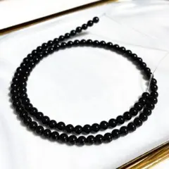 高品質 ブラックオニキス 4mm 一連 約37cm（93粒）｜天然石 ビーズ