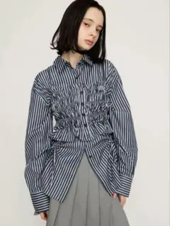 SLY BUSTIER LAYERED GATHER シャツ M/NVYのサムネイル