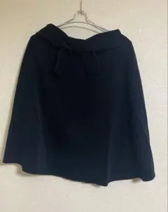 黒 リボン付き フレアスカート ひざ丈