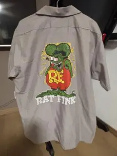Rat Fink ワークシャツ Lサイズ グレー