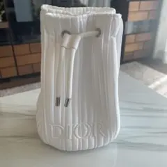 【新品未使用】DIOR 巾着型　ホワイト プリーツポーチ