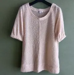 ベージュ ボア風 半袖 トップス