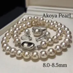 【テリ最強✨3点セット】あこや真珠 8.5 パールネックレス イヤリング リング