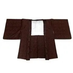 昭和レトロ　溜色　焦茶系　六角文様　亀甲文　着物　和装ジャケット　羽織