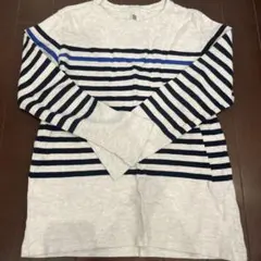 美品　UNIQLO 長袖カットソー 140 グレー/ストライプ