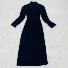 美品✨ グレイル ロング ニット ワンピース ブラック 長袖 ハイネック リブ
