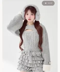 Darich フリルニットコンビネゾン