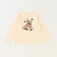 【新品/メゾピアノ】130㎝.クマアップリケ長袖Ｔシャツ