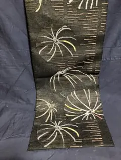 変わり織　黒地　おしゃれ袋帯　仕立て上り　中古