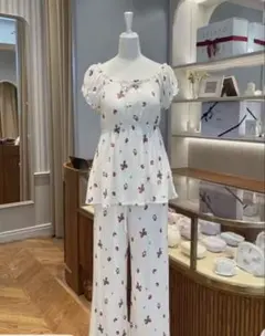 【新品タグ付】ジェラートピケ ストロベリー柄 カップ付プルオーバー＆ロングパンツ