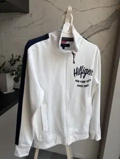 Tommy Hilfiger ホワイト ジップアップトレーナー