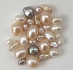淡水パール　ミックスまとめ売り　30粒　両穴　ハンドメイド素材