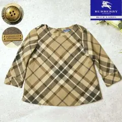 BURBERRY BLUELABEL ウール カットソー 金ボタン ノバチェック