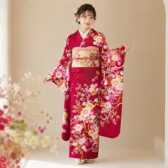 三越扱い正絹振袖 袋帯セット 花鳥文様 吉祥鳥 成人式 結婚式 前撮り