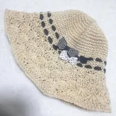 pom ponette junior 麦わら帽子 リボン ペーパー素材 ハットのサムネイル