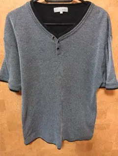 VILLAGE リブ編み Vネック Tシャツ 半袖　LLサイズ