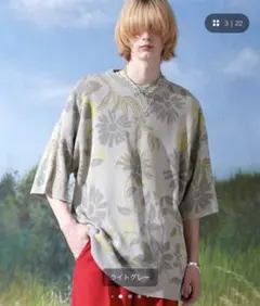 ENDER PRODUCTS リネンライクフラワージャガードサマーニットTシャツのサムネイル