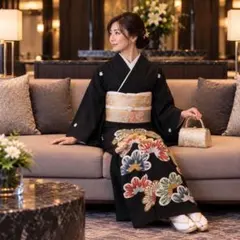 黒留袖 五つ紋 松文様 金彩 正絹 フォーマル 結婚式 礼装