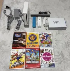 任天堂Wii 本体 ソフト5本 リモコン2個 ヌンチャク セット 動作未確認