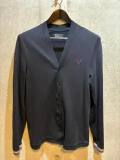 FRED PERRY フレッドペリー 鹿の子 カーディガン S 刺繍ロゴ