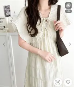 新品　milybilet マジョリカプリーツギャザー使いフレアワンピース