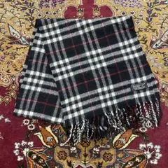 BURBERRY バーバリー ノバチェック ラムウール100% マフラー 黒