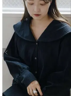 カスタネ　ビッグカラーチュニック ブラック