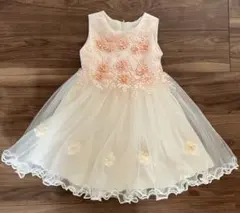 フォーマルドレス クリーム色 花の刺繍 120 ピアノ発表会