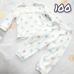 ⑩ くま　モコモコパジャマ　冬物　厚手　星柄　ホワイト　男の子　100 秋冬