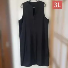 ロング丈ジャンパースカート　大きいサイズ3Lブラック背面プリーツかぶり