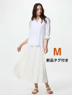 【新品タグ付き】　UNIQLO シフォンスカート　オフホワイト　M