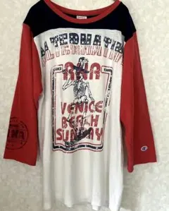 RNA ✖️Champion 七分袖 ラグラン Tシャツ スカルプリント