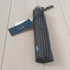 ポロラルフローレン　黒　ストライプ　折りたたみ傘　新品　未使用
