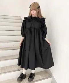 Candy Stripper BIG FRILL COLLAR ドレス 黒のサムネイル