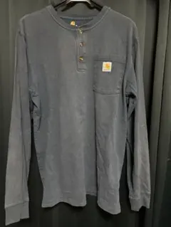 【Carhartt】ヘンリーネック 長袖 Tシャツ ポケT ネイビーグレー Mのサムネイル