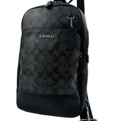 COACH シグネチャー ワンショルダーバッグ 斜めがけ ボディバッグ ブラック