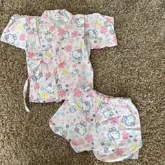 ハローキティ 甚平 80cm 女の子 夏祭り 花柄