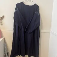 atelier momo&mono ネイビー 刺繍入り ロングワンピース 長袖