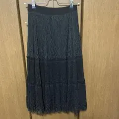 レース フレアロングスカート 黒 フォーマル パーティー